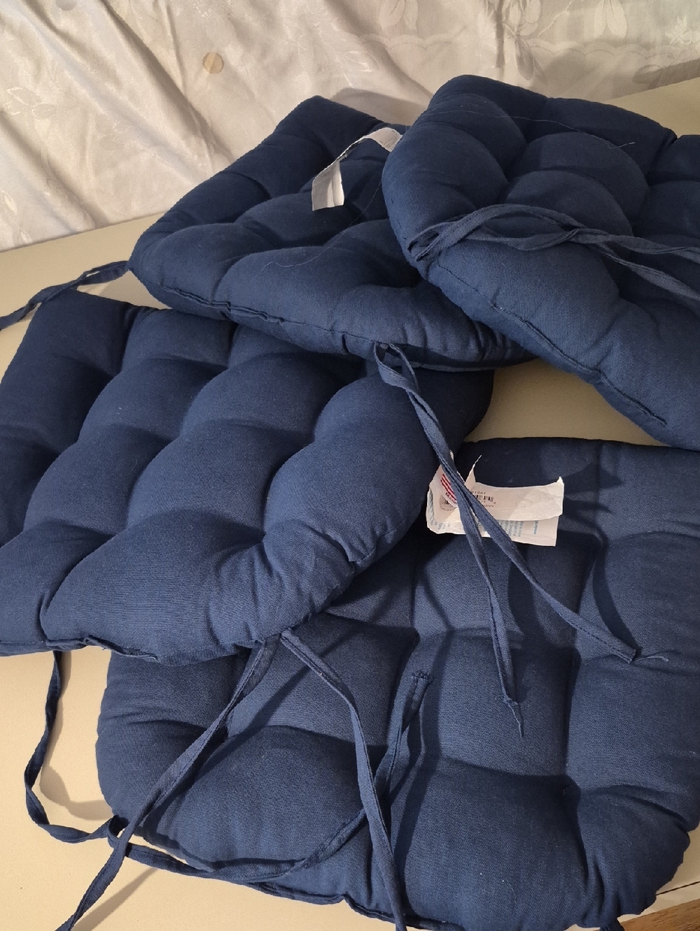 Tufted Latex Foam Navy Seat Cushions - Set of 4 Made In USA Machine Washable